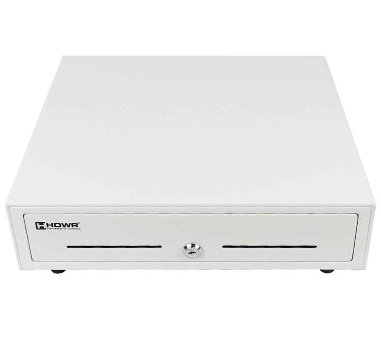 Szuflada na pieniądze z 5 przegrodami na banknoty i 8 na bilon, wyjmowany wkład, trzy sposoby otwierania HD-KR41W