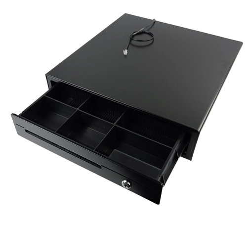 Szuflada do kasy fiskalnej z 4 przegrodami na banknoty i 6 na monety, przewód RJ11, otwierana elektronicznie HD-KS41