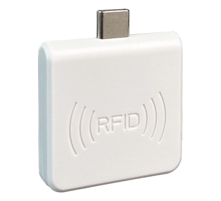 Czytnik kart RFID UNIQUE 125 kHz do telefonu z USB-C, biały, mini skaner tagów, automatyczny odczyt HD-RD65