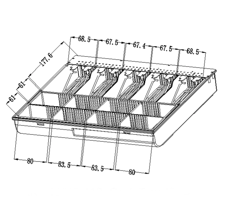 Tacka na pieniądze do szuflady kasowej HD-KR41, 5 przegród na banknoty i 8 na monety HD-WS41