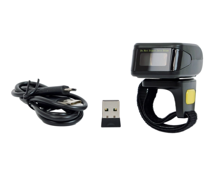 Mini skaner kodów kreskowych pierścieniowy, zakładany na palec z komunikacją Bluetooth, ręczny HD75