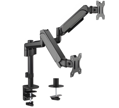 Podwójny uchwyt na monitor 32 cale, biurkowy, standard VESA, regulowany sprężyną gazową SolidHand-AS02