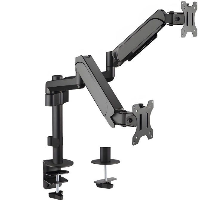Podwójny uchwyt na monitor 32 cale, biurkowy, standard VESA, regulowany sprężyną gazową SolidHand-AS02