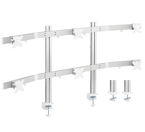 Stojak na 6 monitorów do biurka z przekątnymi 17-32 cale i standardem VESA, regulowany SolidHand-CM06