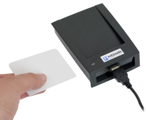 Czytnik RFID tagow przewodowy USB 13%2C56 mHz do odczytu kart brelokow HD RD50XC