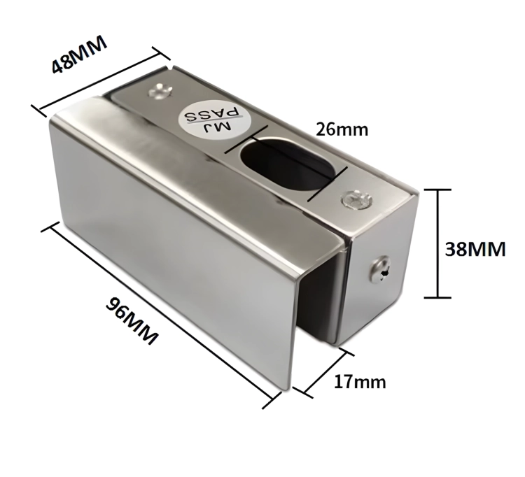 Zaczep do zamka nawierzchniowego elektrycznego z ryglem na drzwi szklane bezramowe, 10-15 mm SecureEntry-SC20
