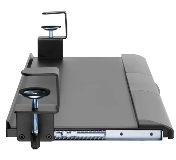 Wysuwana półka na klawiaturę i mysz ze schowkiem, montowana pod blatem na śrubę zaciskową SolidHand-KT08T