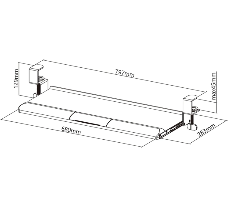 Ergonomiczny uchwyt pod klawiaturę i mysz montowany pod blatem, regulowany SolidHand-KT08T