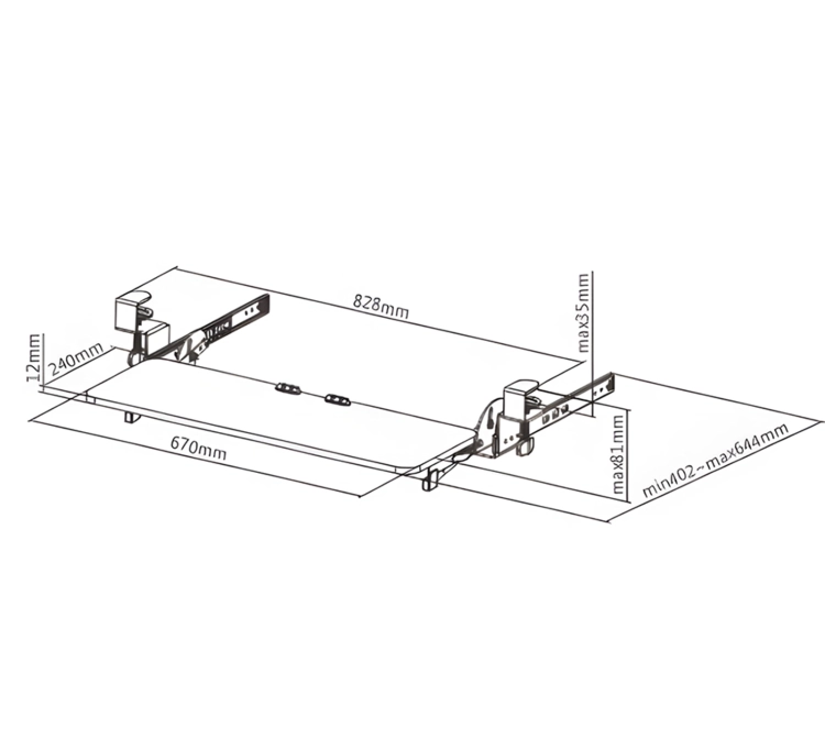 Podstawka pod klawiaturę w formie wysuwanej półki, montowana pod blatem na śrubę zaciskową SolidHand-KT09W