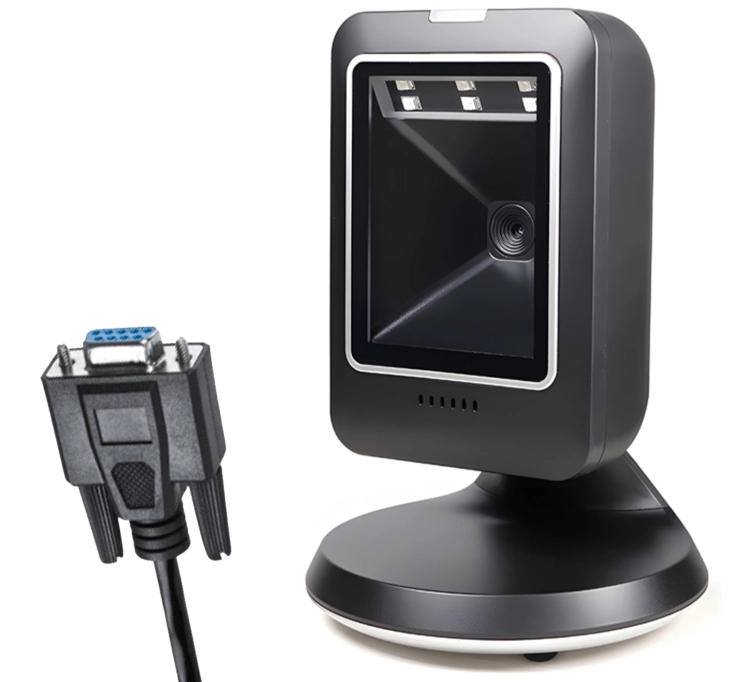 Skaner kodów QR i kreskowych, stacjonarny, przewodowy z interfejsem RS232, automatyczne skanowanie HD-S63