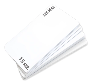 Karty RFID UNIQUE 125 kHz%2C zakodowane%2C biale bez nadruku%2C z chipem TK4100 zestaw 15 sztuk HD RWC01
