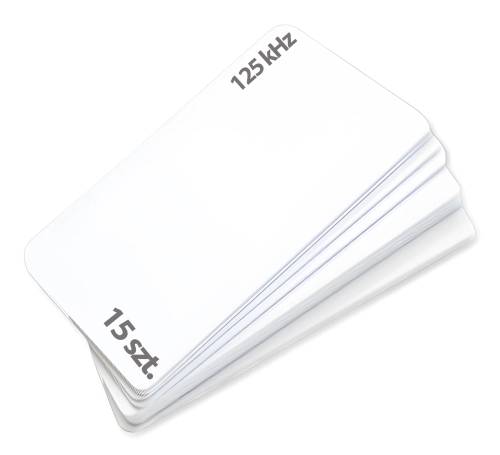 Karty RFID UNIQUE 125 kHz, zakodowane, białe bez nadruku, z chipem TK4100- zestaw 15 sztuk HD-RWC01
