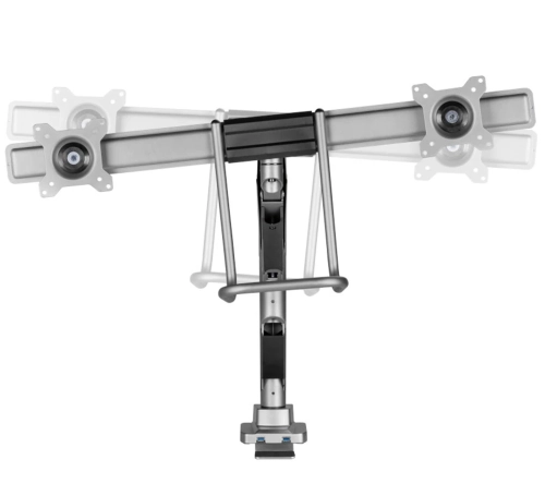 Uchwyt biurkowy na dwa monitory o przekątnych 17-32 cale z dwoma portami USB, regulowany sprężyną gazową SolidHand- BM02U