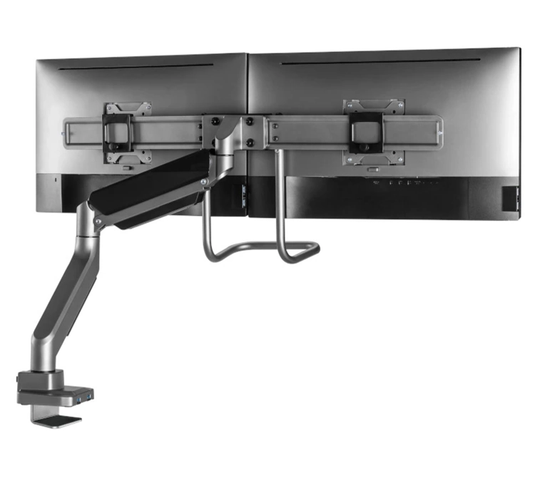 Uchwyt na 2 monitory montowany na biurku z dwoma portami USB w podstawie, na ekrany 17-32 cale do 9 kg SolidHand- BM02U