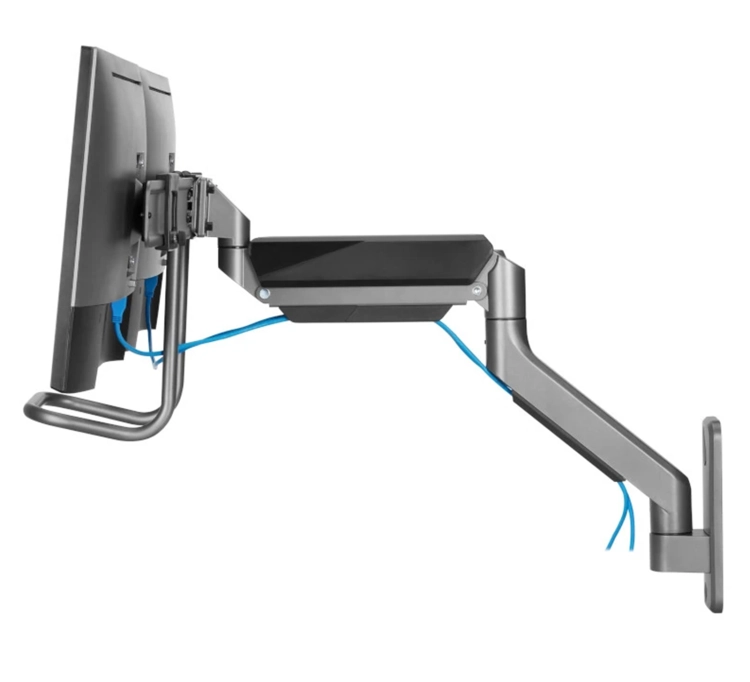 Uchwyt ścienny na dwa monitory o przekątnych 17-32 cale, regulowany za pomocą sprężyny gazowej SolidHand-DMW02