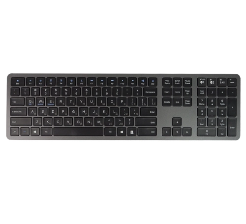 Klawiatura rosyjska, ukraińska z cyrylicą Bluetooth i blok numeryczny, układ QWERTY, USB-C typerCLAW-BC140GR
