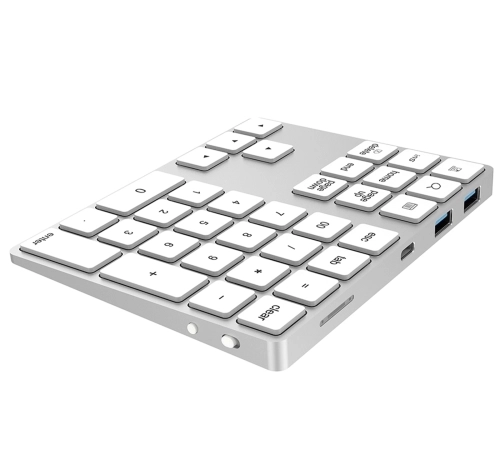 Klawiatura liczbowa numpad do laptopa z Bluetooth i 2x HUB USB, aluminiowa, zasięg do 10 m typerCLAW-BN110