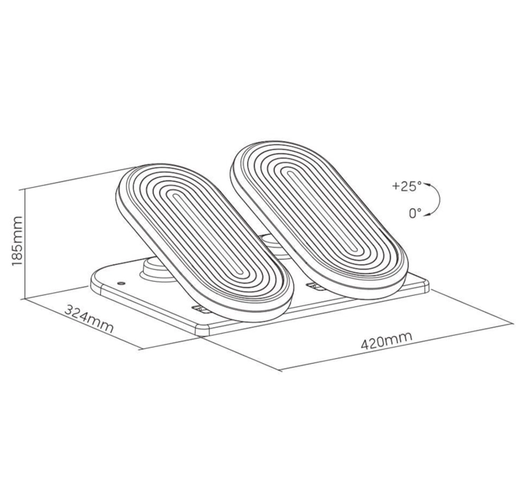 Podnóżek do pracy przy komputerze z regulacją nachylenia i stepperem fitnes FeetFleet-12B