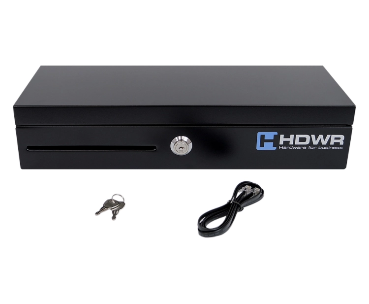 Metalowa kasetka na pieniądze, otwierana od góry, podłużna, organizer po 8 przegród securePRO-460