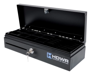 Duza kasetka na pieniadze zamykana na klucz z organizerem po 8 przegrod na monety i banknoty securePRO 460