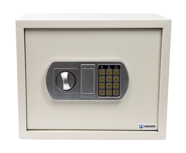 Sejf na kod PIN i klucz klasyczny stalowy, z zamkiem mechanicznym i elektronicznym SecureBox-50