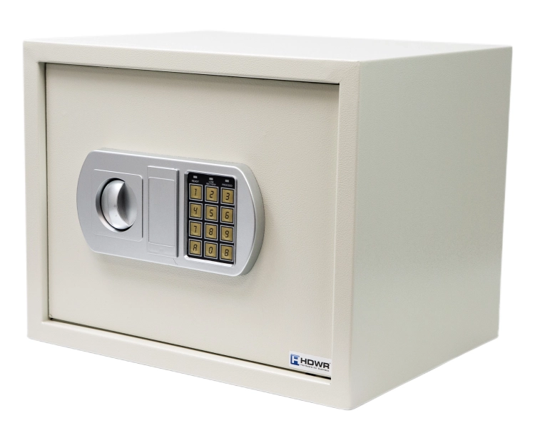 Sejf elektroniczny na kod PIN i klucz, stalowy, do pieniędzy, pojemny SecureBox-50