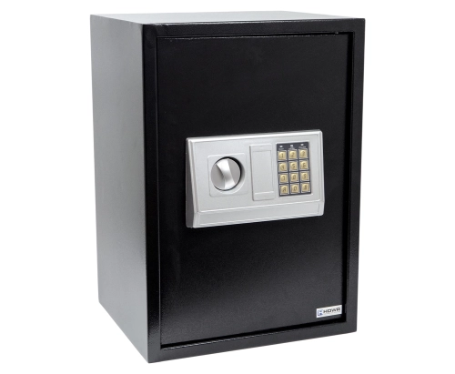 Kasa pancerna sejf elektroniczny z kodem PIN i kluczem na dokumenty, pieniądze, duży, stalowy SecureBox-60