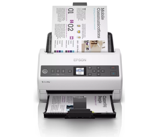 Skaner do EZD sieciowy Epson z automatycznym podajnikiem 100 arkuszy A4, dwustronny skan, wyświetlacz LCD DS-730N