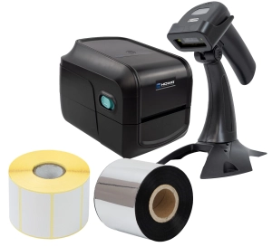 Zestaw EZD RP Basic Plus czytnik kodow QR drukarka etykiet 1000 szt etykiet ribbon