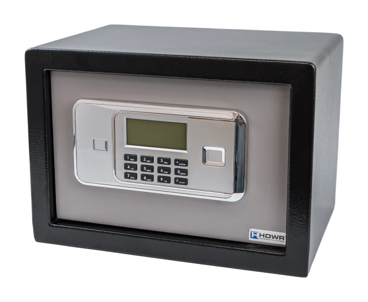 Sejf na pieniądze z zamkiem na kod PIN i na klucz i ekranem LCD SecureBox-25