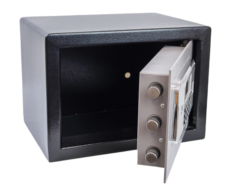 Sejf elektroniczny na kod PIN i klucz tradycyjny z ekranem LCD SecureBox-25