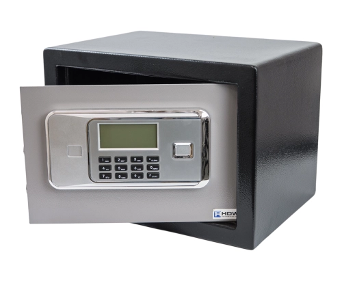 Sejf domowy na kod PIN i klucz z ekranem LCD, slodny 5 mm SecureBox-25