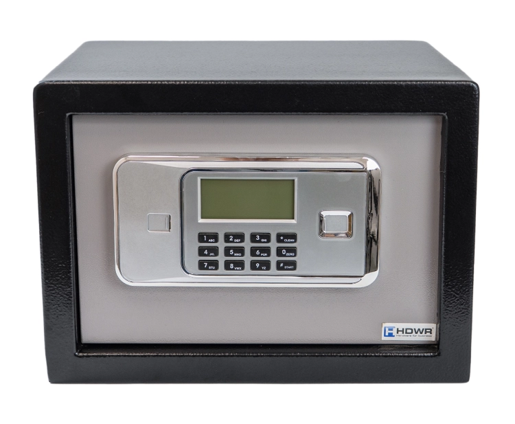 Solidny sejf na kod PIN i tradycyjny klucz z ekranem LCD, solidny SecureBox-25