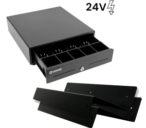 Szuflada do kasy fiskalnej zamykana na klucz z napieciem 24V HD KER33 24V i uchwyt podblatowy HD MB33