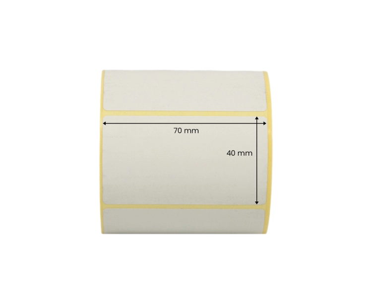 Etykiety termiczne EZD na rolce 500 sztuk, białe, papierowe o wymiarach 70 x 40 mm ETK-TM-70x40-FI25-500