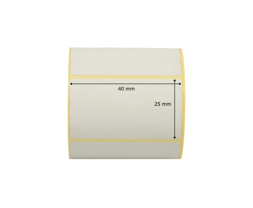 Etykiety termotransferowe do EZD, białe o wymiarach 40 x 25 mm na rolce 1000 sztuk ETK-TT-40x25-FI25
