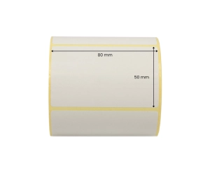 Etykiety EZD termotransferowe%2C biale%2C papierowe o wymiarach 80 x 50 na rolce 500. sztuk ETK TT FI25 500