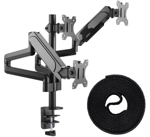 Uchwyt na 3 monitory na biurko 17 27 SolidHand AS03 w zestawie z opaskami kablowymi na rzepy SolidHand CM01T