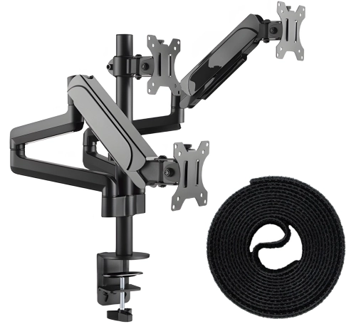 Uchwyt na 3 monitory na biurko 17" - 27" SolidHand-AS03 w zestawie z opaskami kablowymi na rzepy SolidHand-CM01T