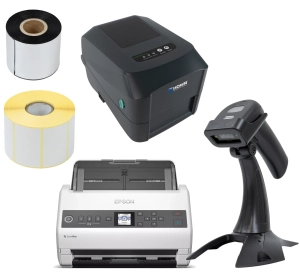 Zestaw EZD RP Standard Plus czytnik kodow drukarka etykiet skaner dokumentow etykiety 1000 szt ribbon