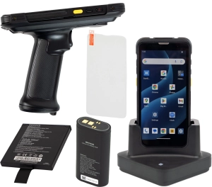 Zestaw terminal mobilny AndroSavvy 660 z dodatkowym akumulatorem%2C stacja ladujaca%2C uchwyt pistoletowy z bateria%2C 2x szklo ochronne