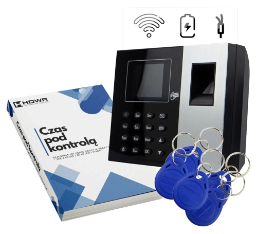 Rejestrator czasu pracy TimeLok-300 z 10 brelokami RFID 13,56 MHz i e-bookiem Czas pod kontrolą
