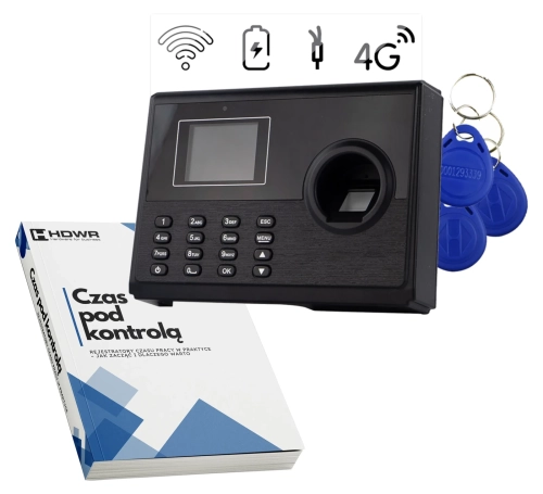 Rejestrator czasu pracy TimeLok-400 z 10 brelokami RFID 13,56 MHz i e-bookiem Czas pod kontrolą