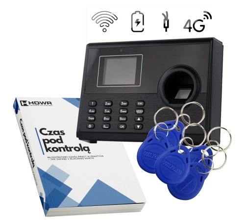 Rejestrator czasu pracy TimeLok-400 z 15 brelokami RFID 125 kHz i e-bookiem Czas pod kontrolą
