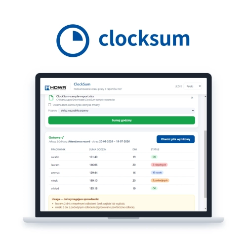 ClockSum – program do sumowania godzin czasu pracy