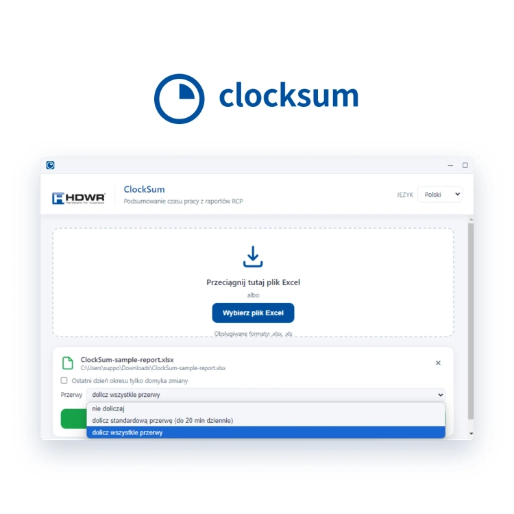 ClockSum – program do sumowania godzin czasu pracy