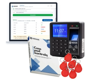 Zegar czasu pracy CTR10 w zestawie z 10 brelokami RFID 125 kHz%2C e bookiem Czas pod kontrola i programem ClockSum